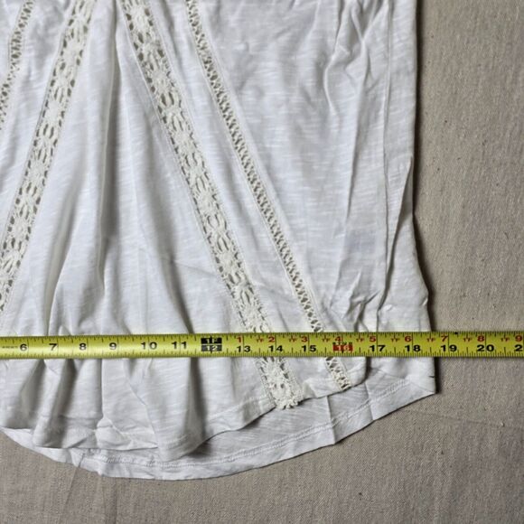 Caslon Sleeveless White Petite Blouse Lace‎ Knit Tee Top Size Small - Picture 3 of 8